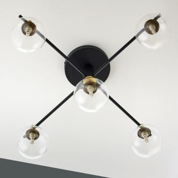 Jupiter 2035 - Bevestigde hanglamp FIGARO 5xG9/10W/230V zwart/goud/beige/doorzichtig