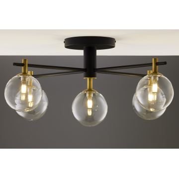 Jupiter 2035 - Bevestigde hanglamp FIGARO 5xG9/10W/230V zwart/goud/beige/doorzichtig