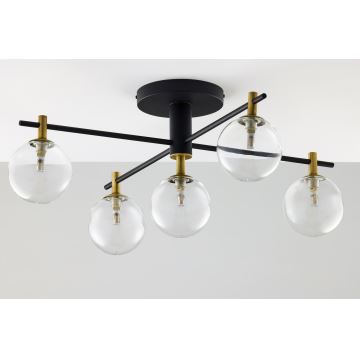 Jupiter 2035 - Bevestigde hanglamp FIGARO 5xG9/10W/230V zwart/goud/beige/doorzichtig