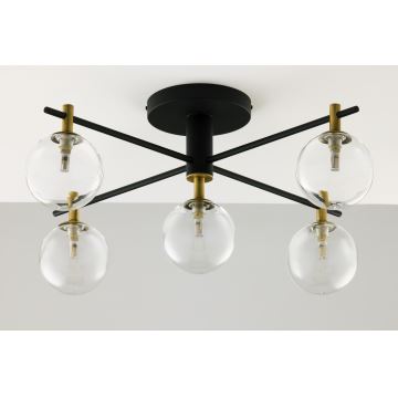 Jupiter 2035 - Bevestigde hanglamp FIGARO 5xG9/10W/230V zwart/goud/beige/doorzichtig