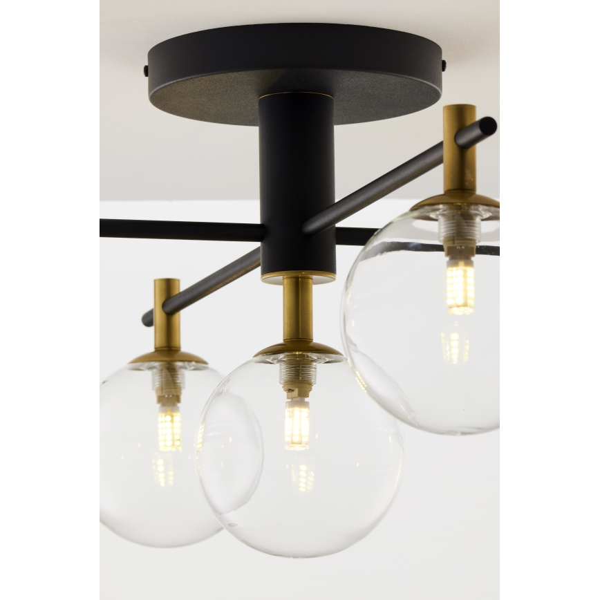 Jupiter 2035 - Bevestigde hanglamp FIGARO 5xG9/10W/230V zwart/goud/beige/doorzichtig