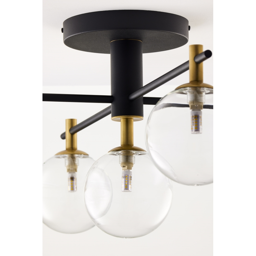 Jupiter 2035 - Bevestigde hanglamp FIGARO 5xG9/10W/230V zwart/goud/beige/doorzichtig