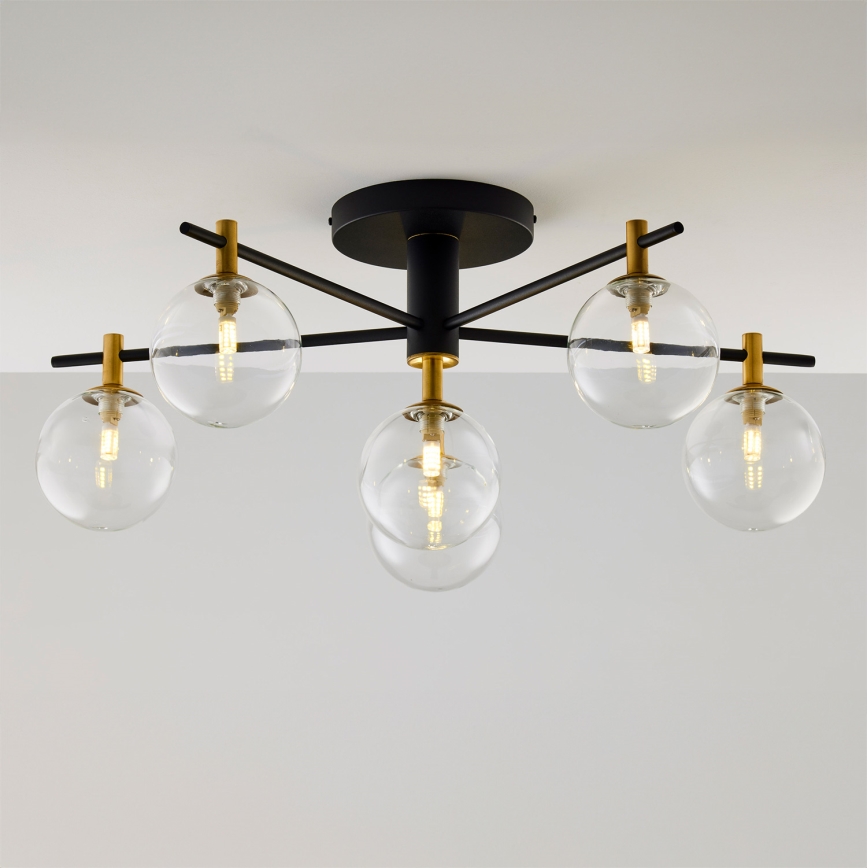 Jupiter 2036 - Bevestigde hanglamp FIGARO 6xG9/10W/230V zwart/goud/beige/doorzichtig