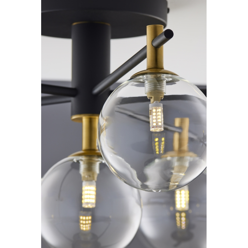 Jupiter 2036 - Bevestigde hanglamp FIGARO 6xG9/10W/230V zwart/goud/beige/doorzichtig