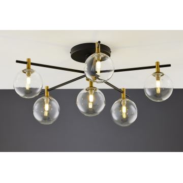 Jupiter 2036 - Bevestigde hanglamp FIGARO 6xG9/10W/230V zwart/goud/beige/doorzichtig