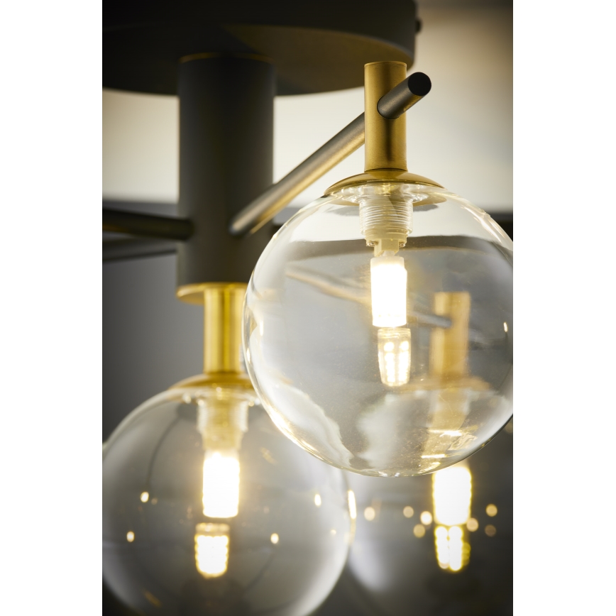 Jupiter 2036 - Bevestigde hanglamp FIGARO 6xG9/10W/230V zwart/goud/beige/doorzichtig