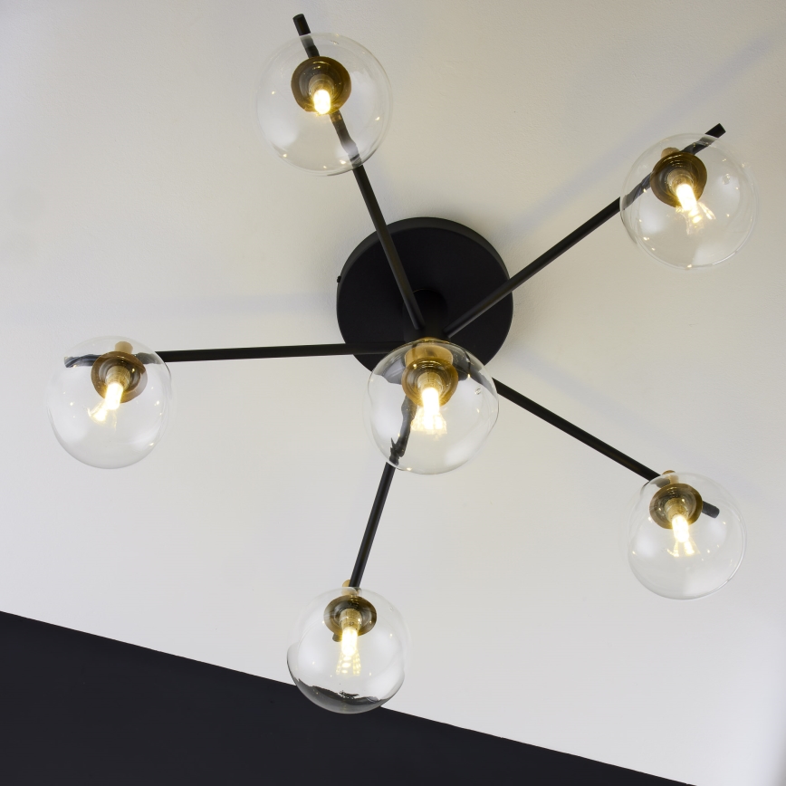 Jupiter 2036 - Bevestigde hanglamp FIGARO 6xG9/10W/230V zwart/goud/beige/doorzichtig