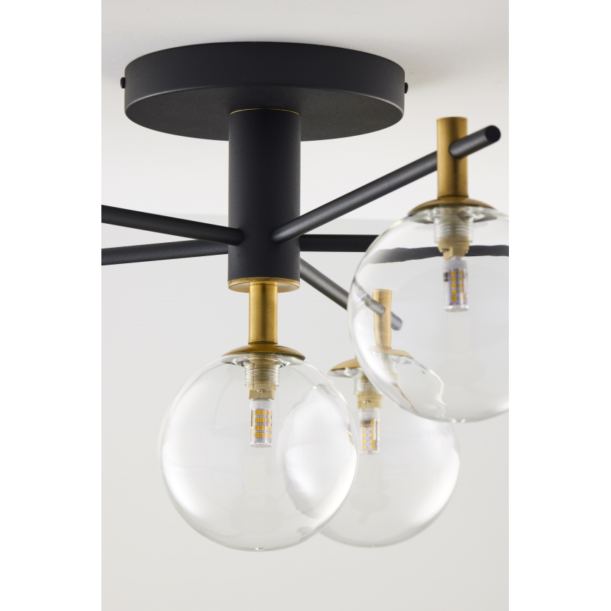 Jupiter 2036 - Bevestigde hanglamp FIGARO 6xG9/10W/230V zwart/goud/beige/doorzichtig