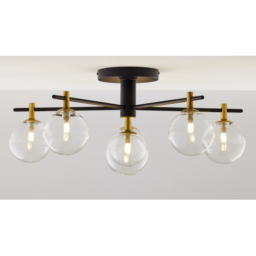 Jupiter 2036 - Bevestigde hanglamp FIGARO 6xG9/10W/230V zwart/goud/beige/doorzichtig