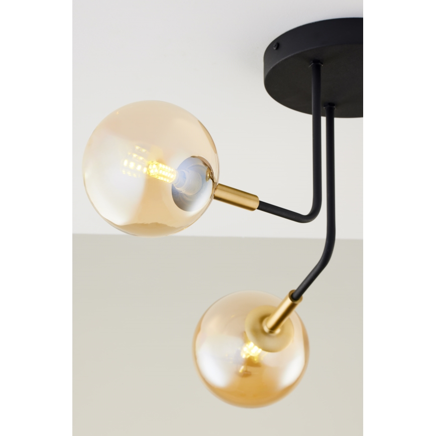 Jupiter 2037 - Hanglamp met vaste pendel BURANO 3xG9/10W/230V zwart/goud/beige