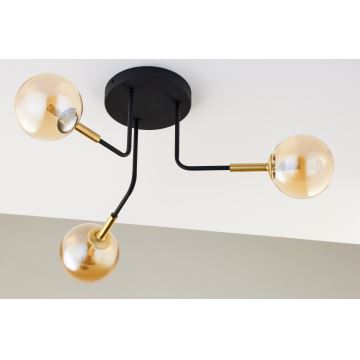 Jupiter 2037 - Hanglamp met vaste pendel BURANO 3xG9/10W/230V zwart/goud/beige