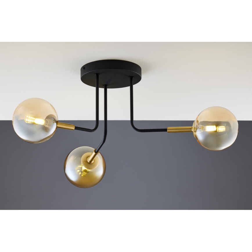 Jupiter 2037 - Hanglamp met vaste pendel BURANO 3xG9/10W/230V zwart/goud/beige