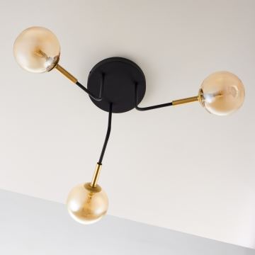 Jupiter 2037 - Hanglamp met vaste pendel BURANO 3xG9/10W/230V zwart/goud/beige