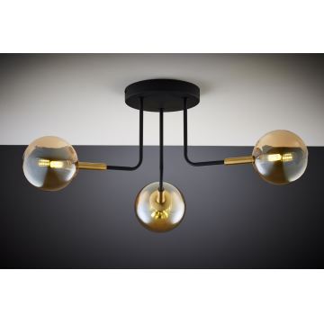 Jupiter 2037 - Hanglamp met vaste pendel BURANO 3xG9/10W/230V zwart/goud/beige