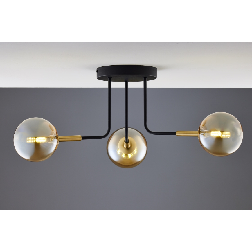 Jupiter 2037 - Hanglamp met vaste pendel BURANO 3xG9/10W/230V zwart/goud/beige