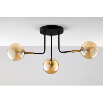 Jupiter 2037 - Hanglamp met vaste pendel BURANO 3xG9/10W/230V zwart/goud/beige