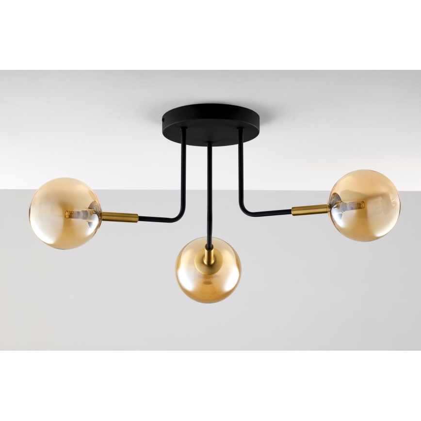 Jupiter 2037 - Hanglamp met vaste pendel BURANO 3xG9/10W/230V zwart/goud/beige