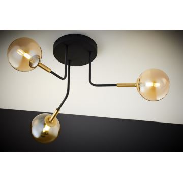 Jupiter 2037 - Hanglamp met vaste pendel BURANO 3xG9/10W/230V zwart/goud/beige