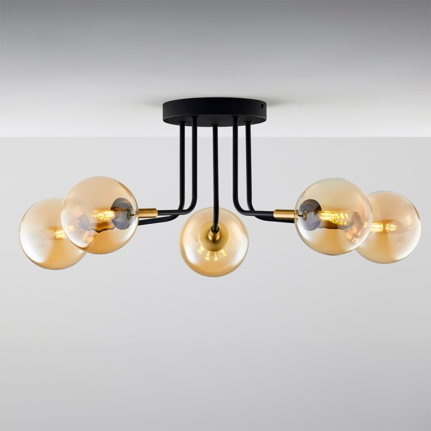 Jupiter 2038 - Hanglamp met vaste pendel BURANO 5xG9/10W/230V zwart/goud/beige