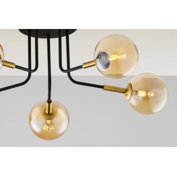 Jupiter 2038 - Hanglamp met vaste pendel BURANO 5xG9/10W/230V zwart/goud/beige