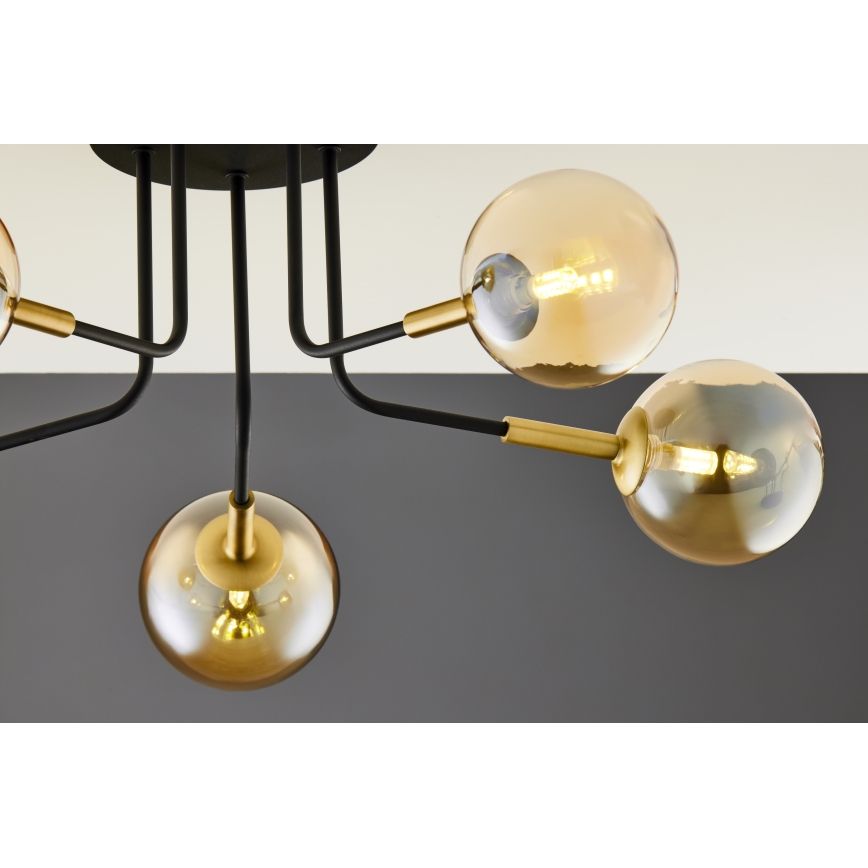 Jupiter 2038 - Hanglamp met vaste pendel BURANO 5xG9/10W/230V zwart/goud/beige