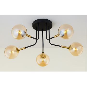 Jupiter 2038 - Hanglamp met vaste pendel BURANO 5xG9/10W/230V zwart/goud/beige