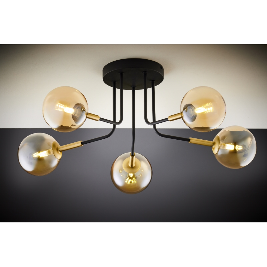 Jupiter 2038 - Hanglamp met vaste pendel BURANO 5xG9/10W/230V zwart/goud/beige