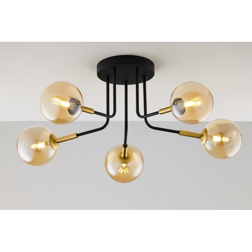 Jupiter 2038 - Hanglamp met vaste pendel BURANO 5xG9/10W/230V zwart/goud/beige