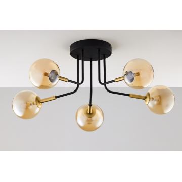 Jupiter 2038 - Hanglamp met vaste pendel BURANO 5xG9/10W/230V zwart/goud/beige