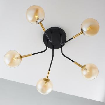 Jupiter 2038 - Suspension-barre BURANO 5xG9/10W/230V noir/doré/beige