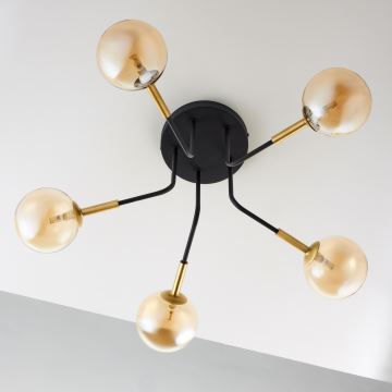 Jupiter 2038 - Suspension-barre BURANO 5xG9/10W/230V noir/doré/beige