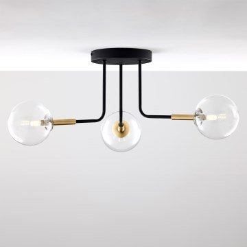 Jupiter 2039 - Hanglamp met vaste pendel BURANO 3xG9/10W/230V zwart/goud/doorzichtig