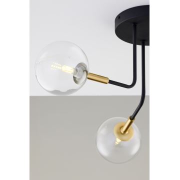 Jupiter 2039 - Hanglamp met vaste pendel BURANO 3xG9/10W/230V zwart/goud/doorzichtig