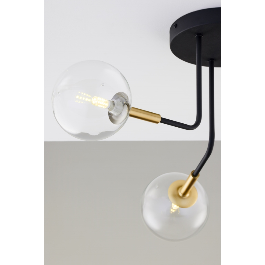 Jupiter 2039 - Hanglamp met vaste pendel BURANO 3xG9/10W/230V zwart/goud/doorzichtig