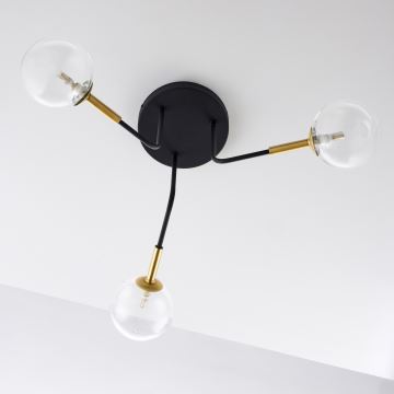 Jupiter 2039 - Hanglamp met vaste pendel BURANO 3xG9/10W/230V zwart/goud/doorzichtig