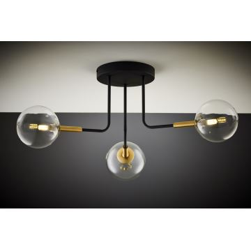 Jupiter 2039 - Hanglamp met vaste pendel BURANO 3xG9/10W/230V zwart/goud/doorzichtig