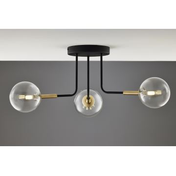 Jupiter 2039 - Hanglamp met vaste pendel BURANO 3xG9/10W/230V zwart/goud/doorzichtig