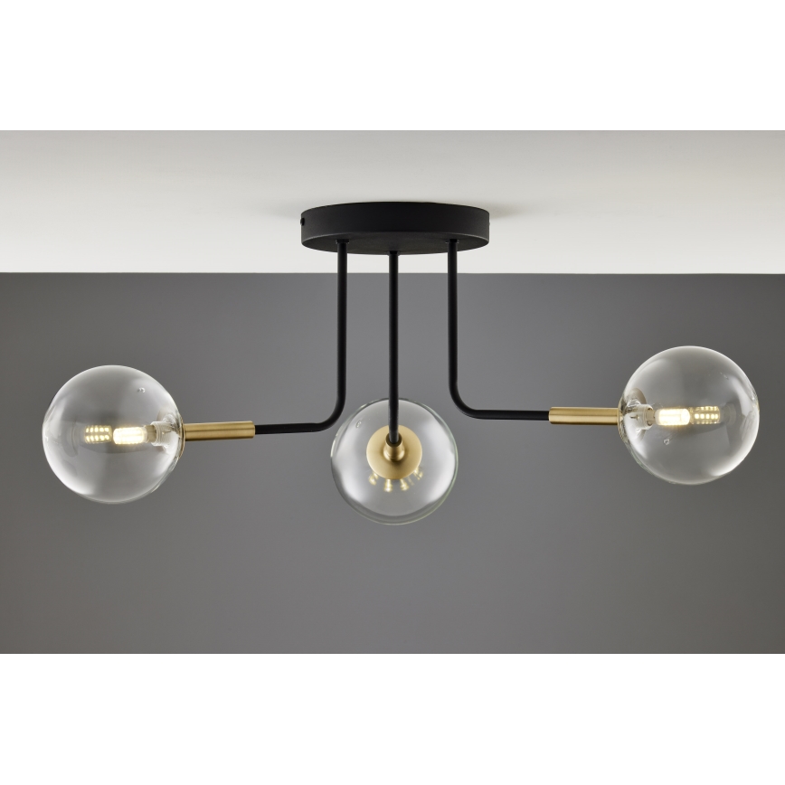 Jupiter 2039 - Hanglamp met vaste pendel BURANO 3xG9/10W/230V zwart/goud/doorzichtig