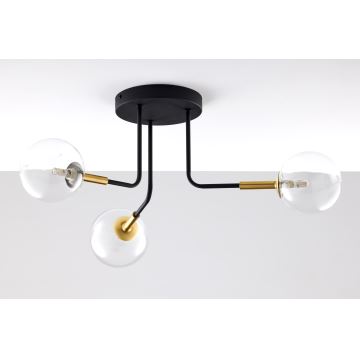 Jupiter 2039 - Hanglamp met vaste pendel BURANO 3xG9/10W/230V zwart/goud/doorzichtig