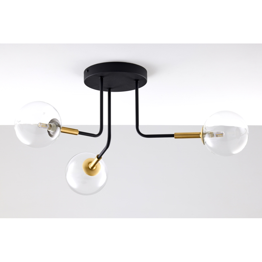 Jupiter 2039 - Hanglamp met vaste pendel BURANO 3xG9/10W/230V zwart/goud/doorzichtig