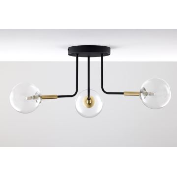 Jupiter 2039 - Hanglamp met vaste pendel BURANO 3xG9/10W/230V zwart/goud/doorzichtig