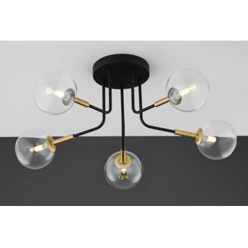 Jupiter 2040 - Hanglamp met vaste pendel BURANO 5xG9/10W/230V zwart/goud/doorzichtig