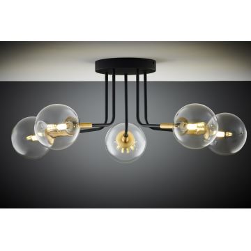 Jupiter 2040 - Hanglamp met vaste pendel BURANO 5xG9/10W/230V zwart/goud/doorzichtig