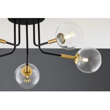 Jupiter 2040 - Hanglamp met vaste pendel BURANO 5xG9/10W/230V zwart/goud/doorzichtig