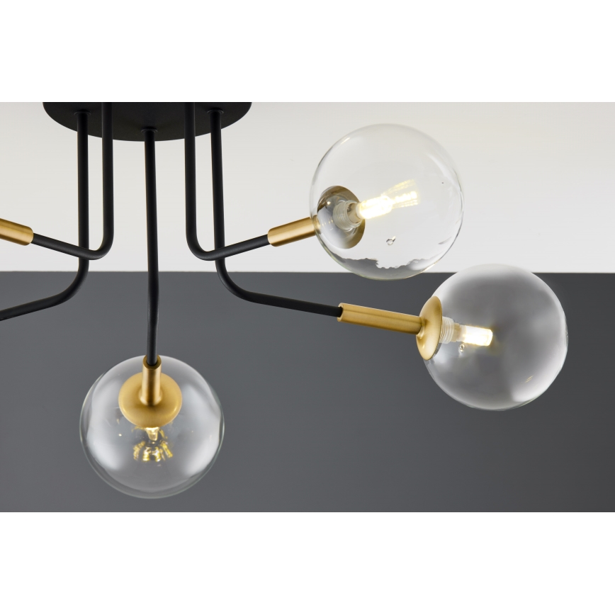 Jupiter 2040 - Hanglamp met vaste pendel BURANO 5xG9/10W/230V zwart/goud/doorzichtig