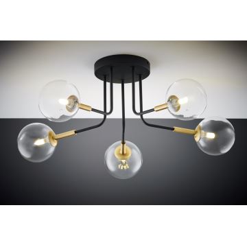 Jupiter 2040 - Hanglamp met vaste pendel BURANO 5xG9/10W/230V zwart/goud/doorzichtig