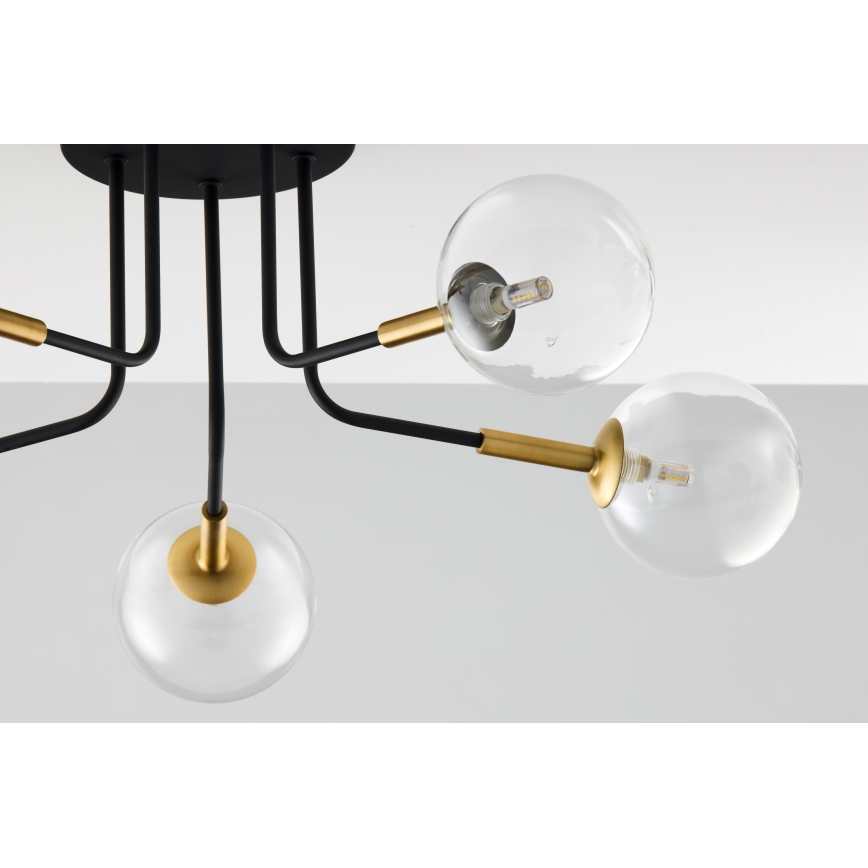 Jupiter 2040 - Hanglamp met vaste pendel BURANO 5xG9/10W/230V zwart/goud/doorzichtig