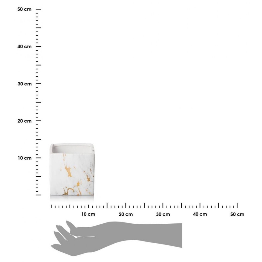 Keramische Bloempot MARBELA 11x11 cm wit/goud