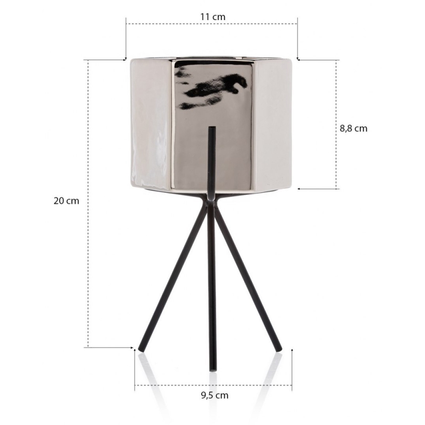 Keramische Bloempot SASHI 20x11 cm zilver