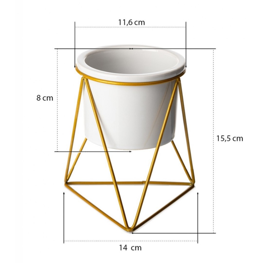 Keramische Bloempot SASYA 15,5x11,6 cm goud/wit